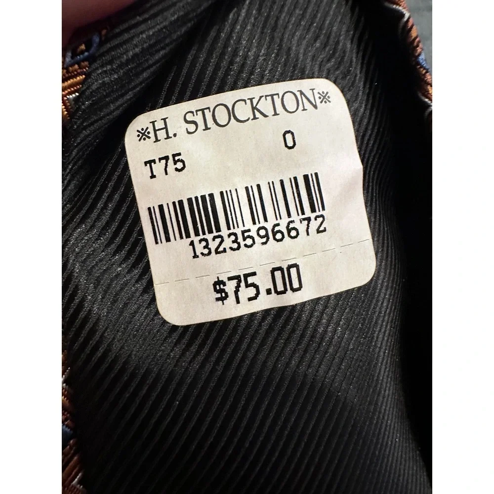 H. Stockton All Silk Hand Made in‎ USA Geometric Patterned Necktie